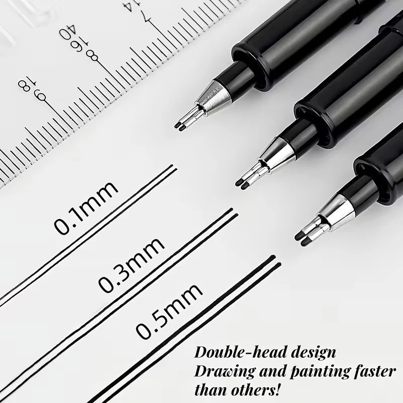 Dual-line gel pen / Dual-line fineliner;dual-tipped; specialized for outlining architectural drawing; available in 0.1/0.3/0.5mm