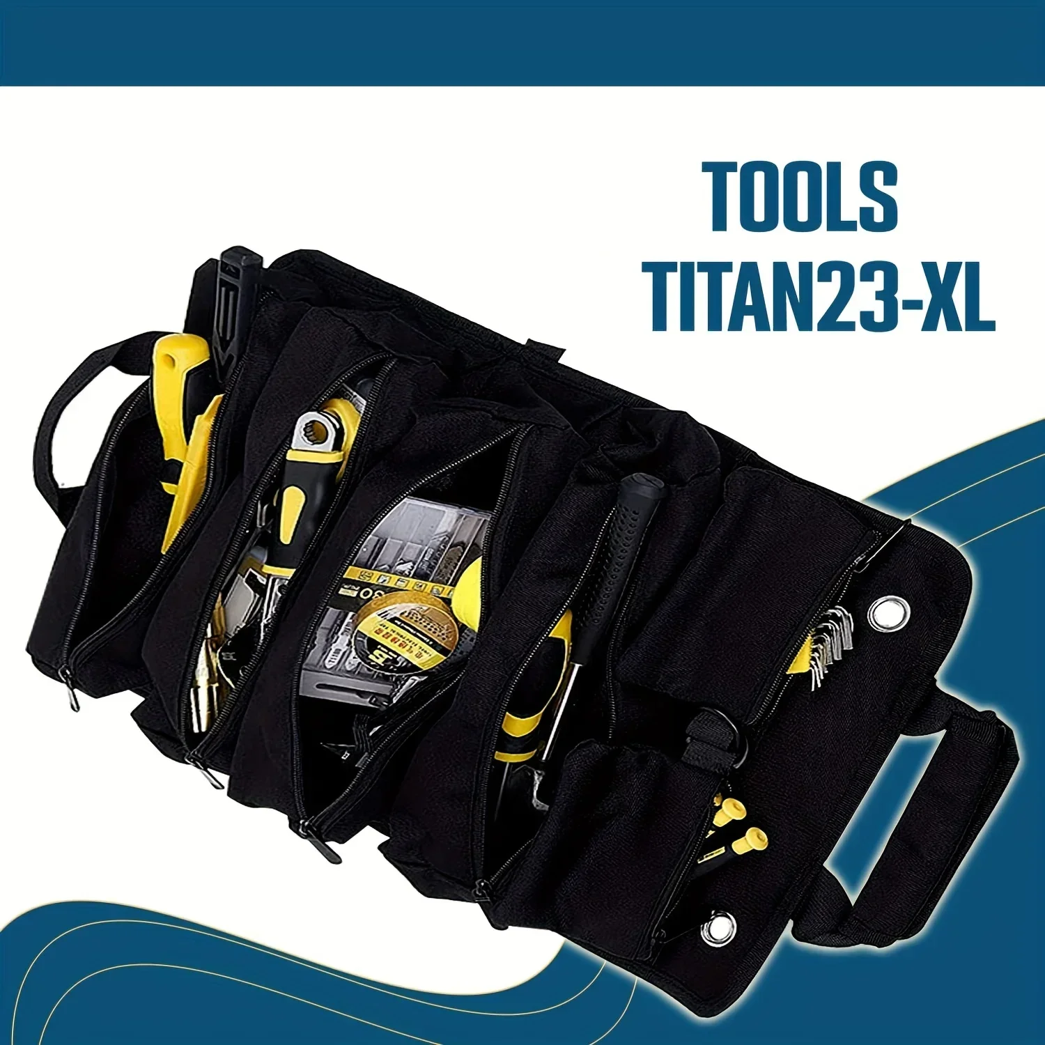 Organizadores pequeno saco com bolsas destacáveis, Heavy Duty Roll Up Tool Bag, Organizadores com 6 Bolsas