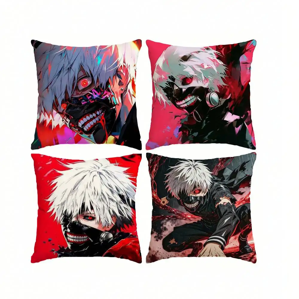 K-Ken Kaneki Anime T-Tokyo Ghoul  Square Double-Sided printed Pillow Case Bedroom Bedside Pillow Sofa Cushion Cover