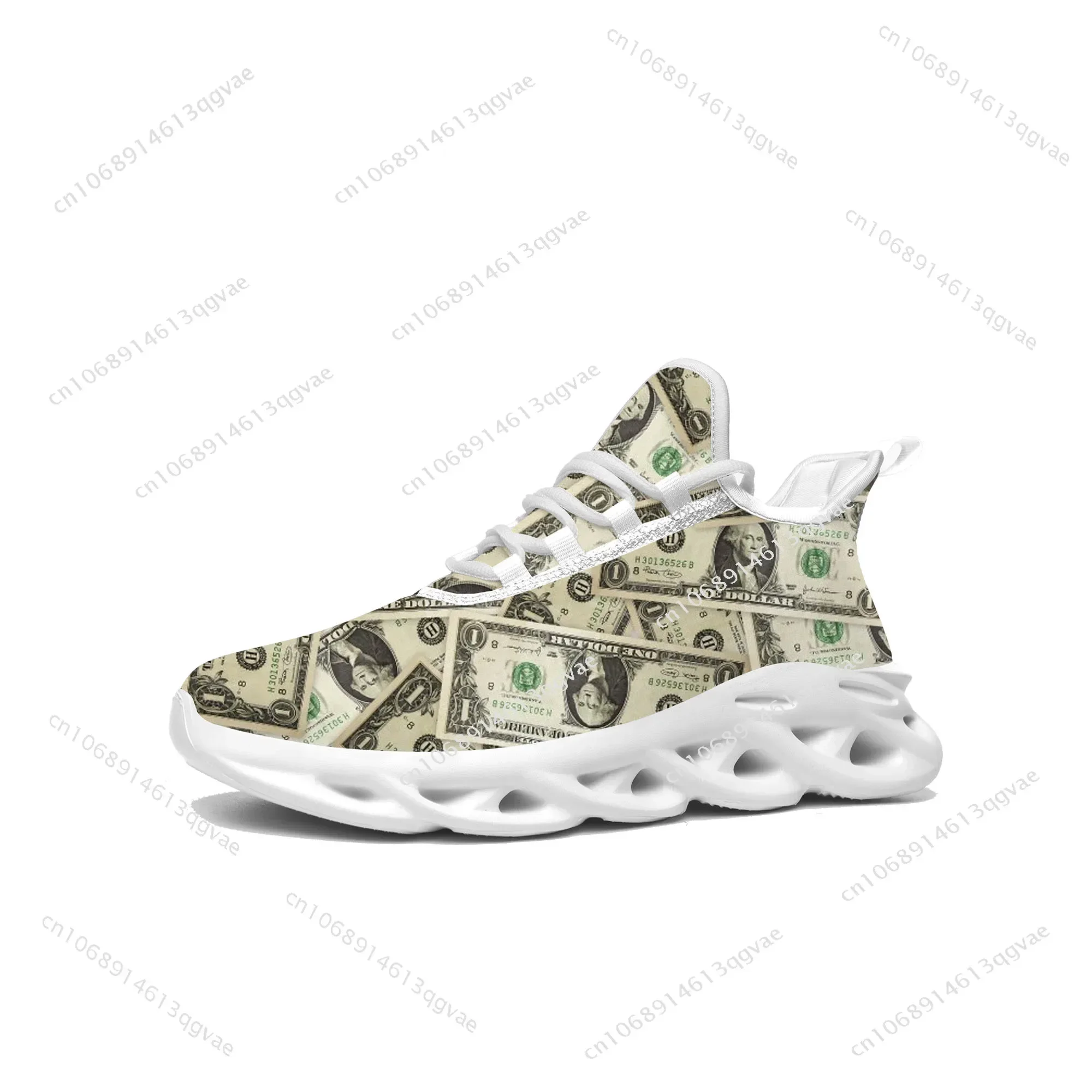 Dollar Printed Flats Sneakers Mens Womens Pop Sports Running High Quality Sneaker Lace Up Mesh Footwear Tailor-made Shoe White