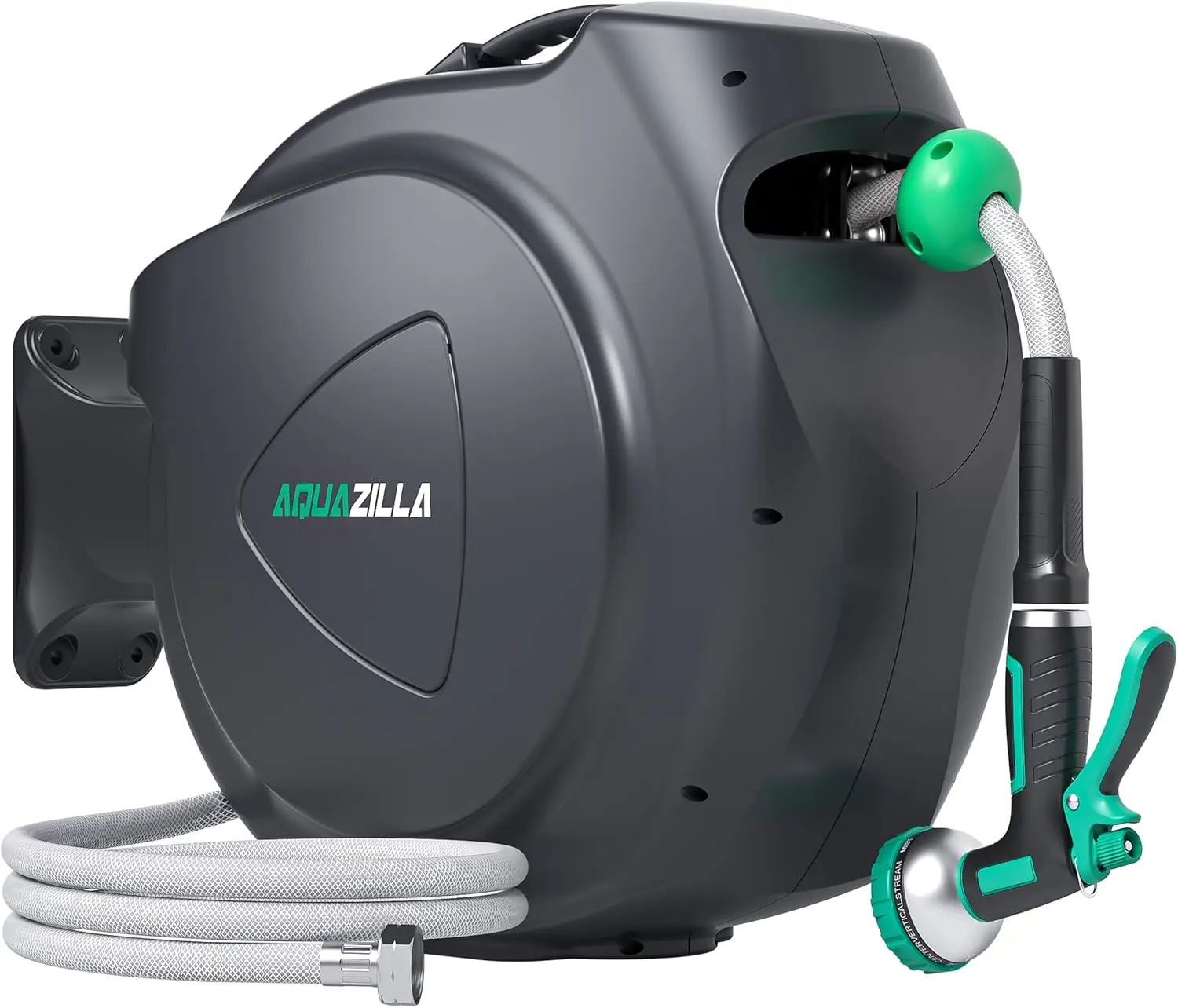 

65FT Retractable Garden Hose Reel with Wall Mount, 180° Swivel Bracket, 9 Spray Patterns, Smooth Rewind