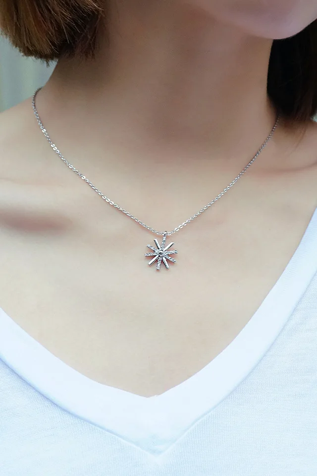 Jewelry Wholesale Charm Vintage Lady Blue Crystal Snowflake Zircon Flower Necklaces & Pendants Jewelry Women