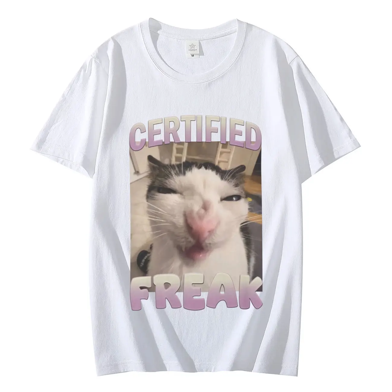 

Certified Freak Cat Meme Funny T-Shirts Men's Women's Fashion Casual Oversized T-Shirt Summer 100% Cotton Short Sleeve T Shirts