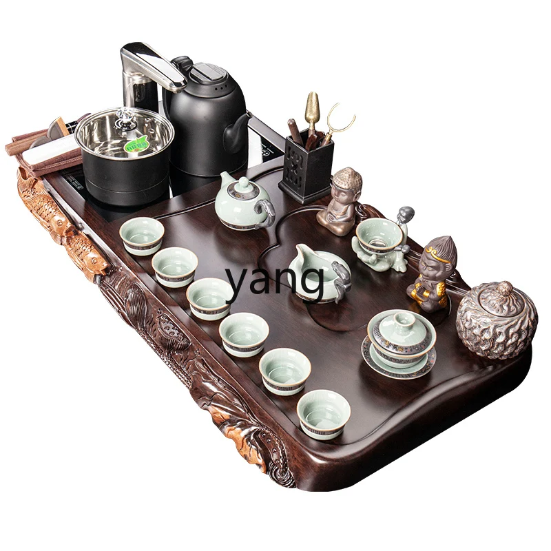 

CX solid wood edge carving tea table complete tea set light luxury tea sea automatic home living room