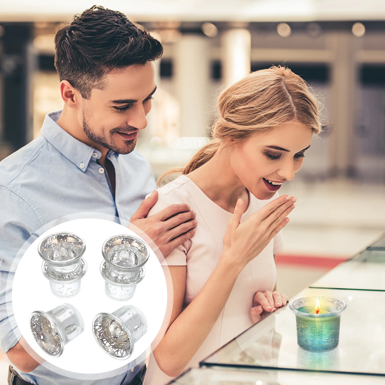 

6Pcs Glass Cup Decor Creative Holder Transparent Container for Table Scene Layout Romantic Ambiance