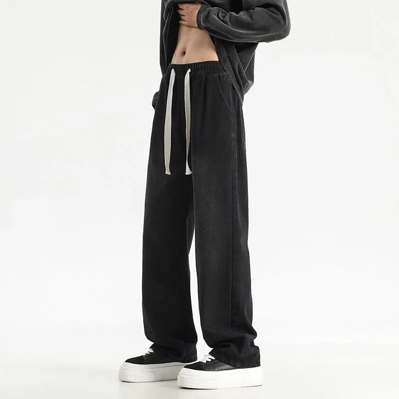 

Джинсы GIOIOMen's, новинка 2025 года, свободные потертые всесезонные джинсовые повседневные брюки прямого кроя в американском стиле, мужские брюки