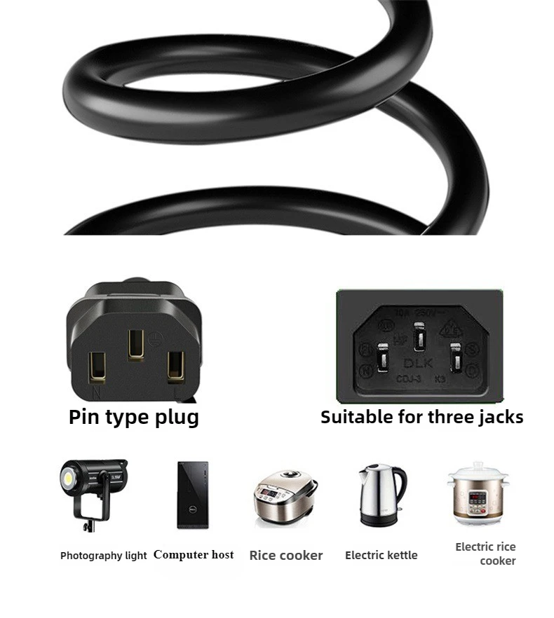 EU US UK Plug Power Supply Cable 5m AC Power Extension Cable For Dell Lenovo Asus Photography Lamp Three Phase Power Cord