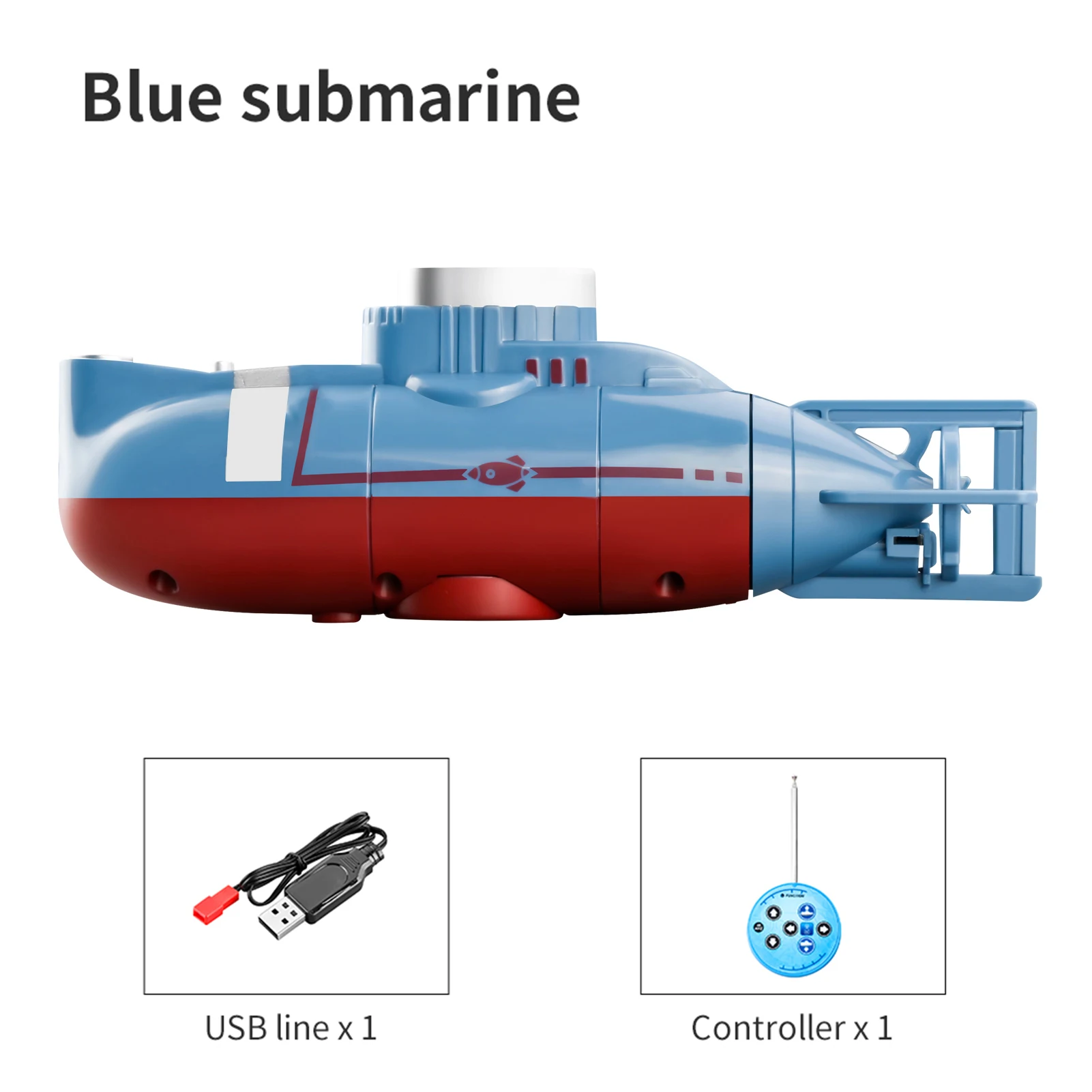 Mini submarino RC com velocidade de 0,1 m/s - modelo de simulação de barco de mergulho elétrico à prova d'água, presente de Natal/aniversário para crianças, meninos e meninas