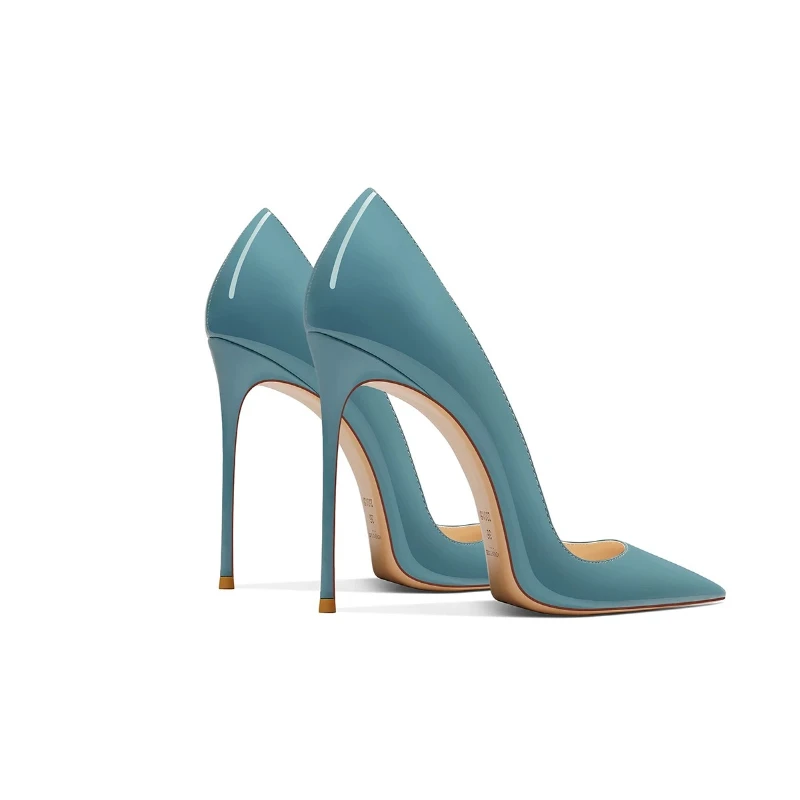 New slim toe pointed light mouth blue high heels for women, stunning high heels, comfortable single shoes for women