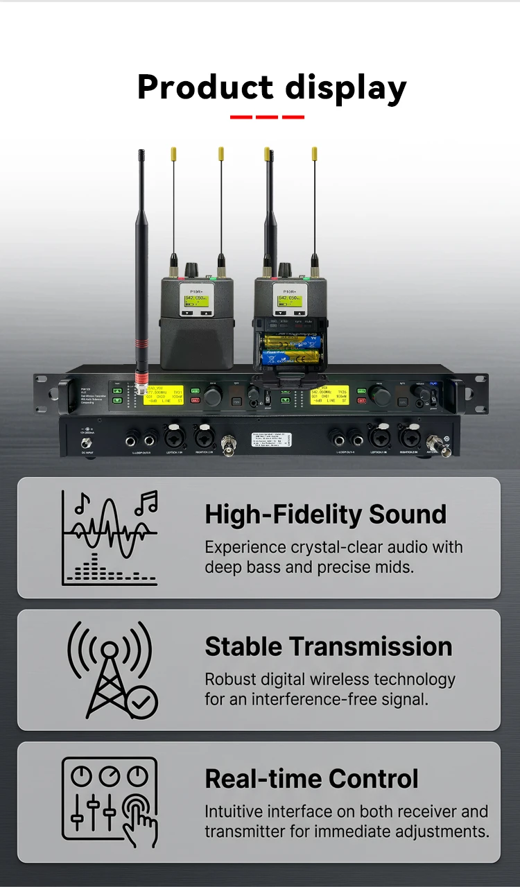Paulkitson PSM1000 Kabelloses In-Ear-Monitor-System P10T Sender P10R Empfänger 542-578MHz Stereo-Monitoring für Bühne und Studio – Detail 5