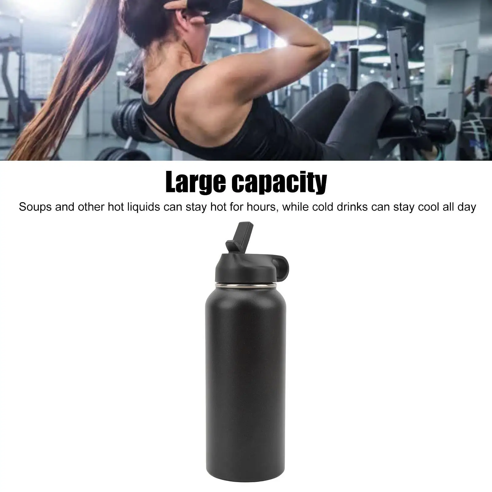 Large Capacity Insulated Sports Vacuum Kettle - BPA-Free Water Bottle with Straw, Anti-Rust Coating for biking