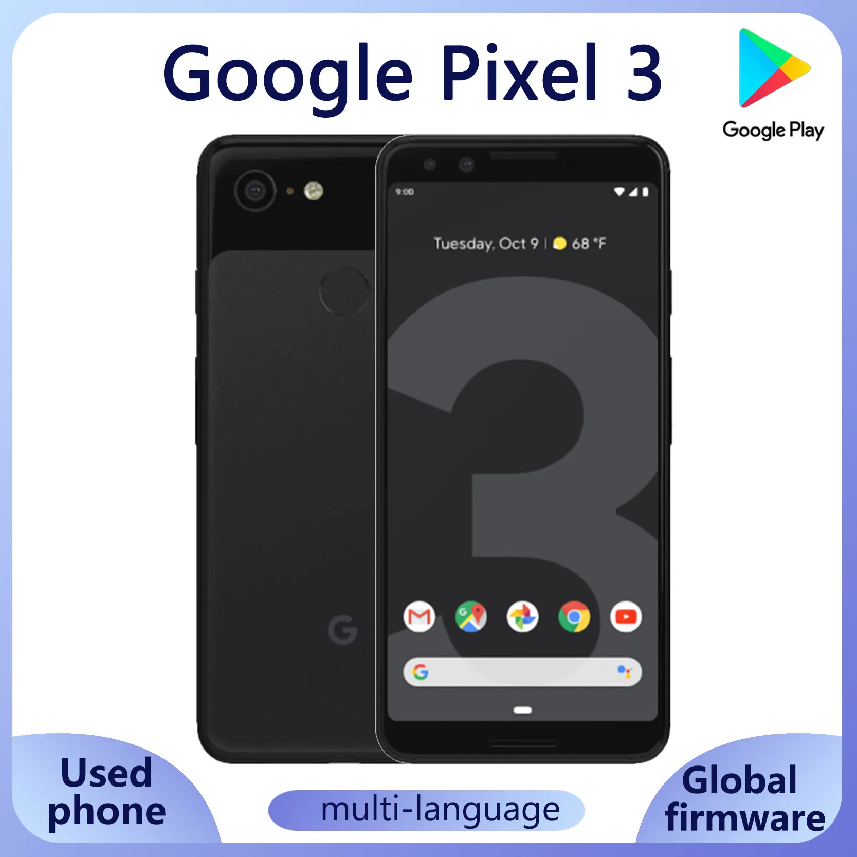 Google Pixel 3 smartphone 5.5'' screen 4GB 64GB/128GB ROM Snapdragon 845 Android full screen unlocked used phone