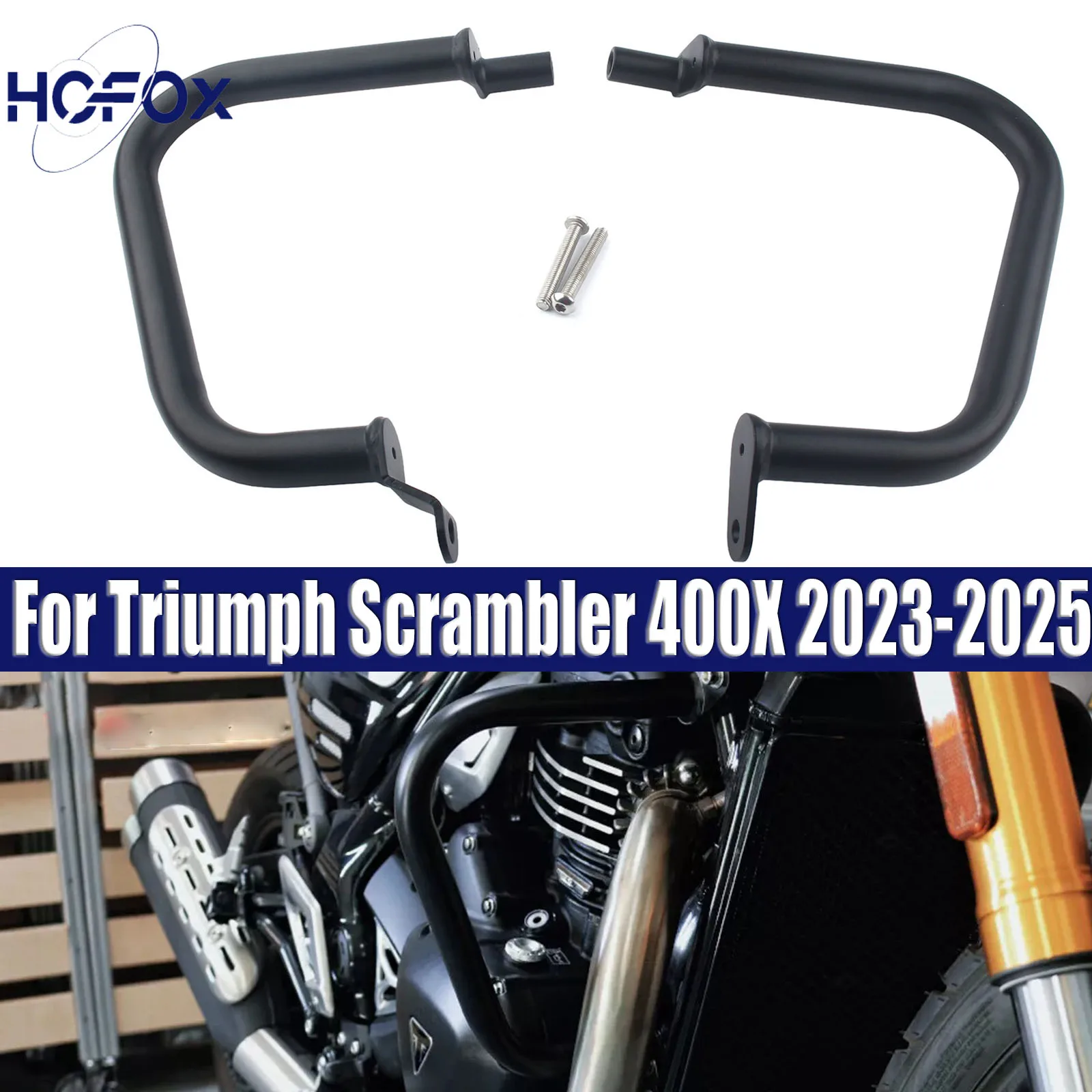 

Black Low Engine Guard Crash Bars Protection For Triumph Scrambler 400X 2023-25 2024 2025