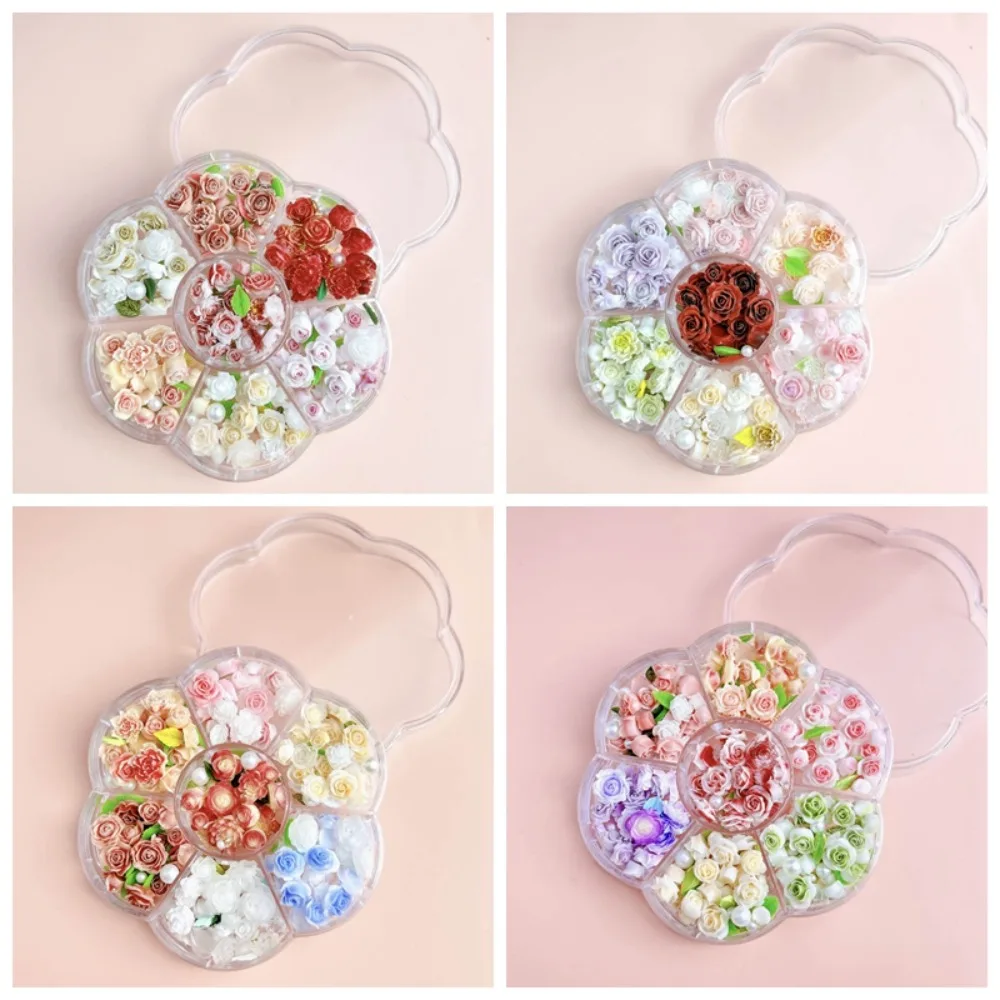 

Mixed Pearl Beads Rose Nail Decorations Manicure Ornaments Nail Supplies Rose Nail Rhinestones Pink Rose Flower Resin