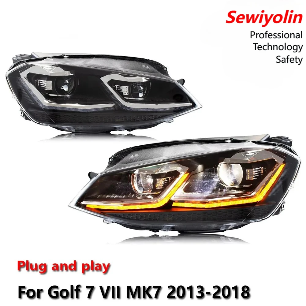 

Car LED Headlight Light Accessories For Volkswagen Golf 7 VII MK7 2013-2018 DRL Brake Turn Signal Lamp Plug and Play