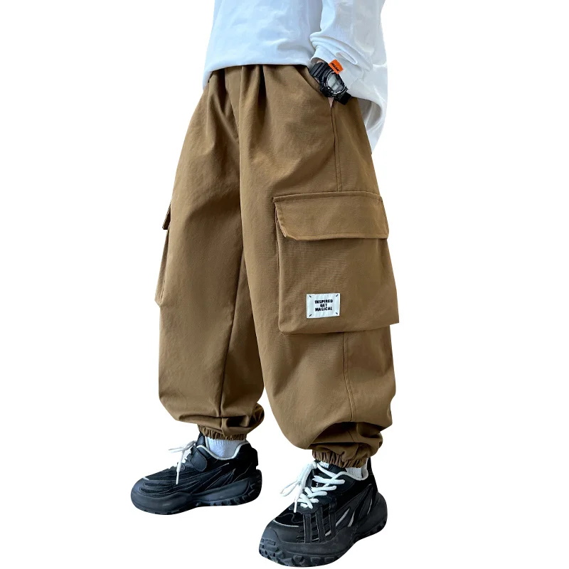 Autumn Kids Pocket Cargo Pants Fashion Hip Hop Sweatpants Boys Casual Sports Pants for Teen Boys Children Trousers Streetwear