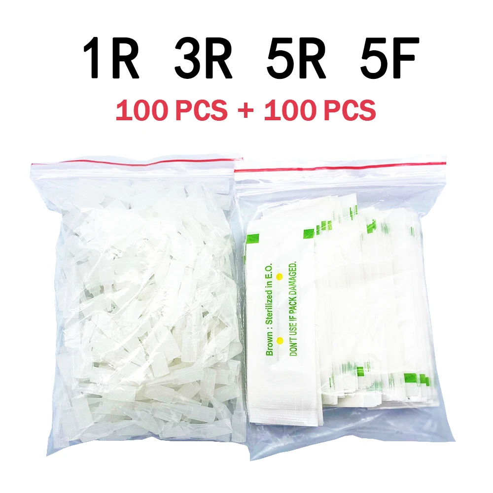 Professional 100PCS Agulhas 3r + 100PCS Ponteiras 3r Universal Dermografo Micropigmentation Pmu Needles for Tattoo Machine Pen