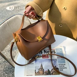 Spring Summer B Home Slimming Sense Large Small Underarm Redeocow Leather Tote Bag Women's Lock Buckle Shoulder Handbag