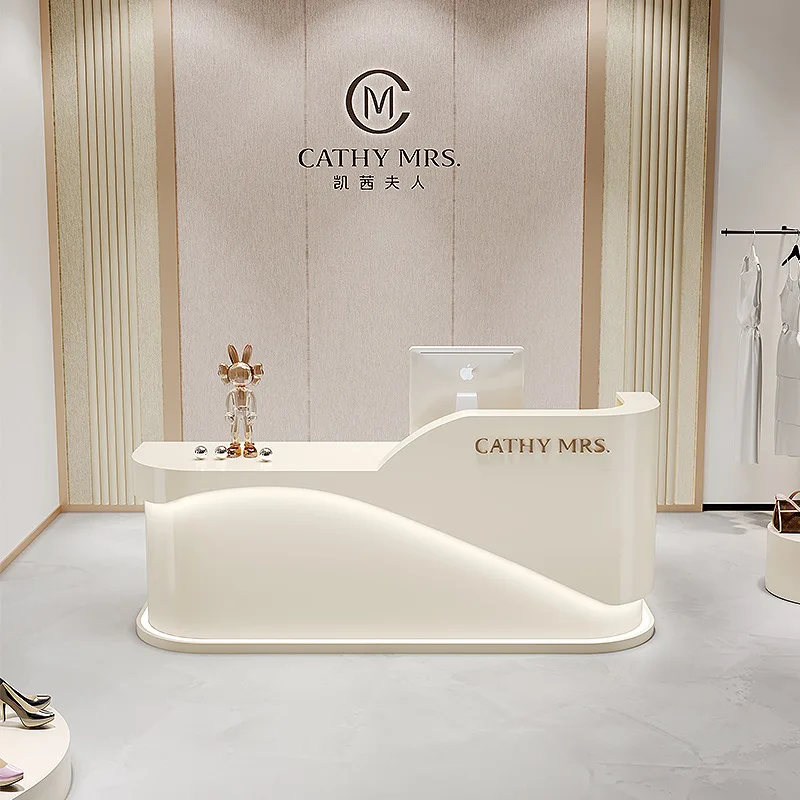 Beauty salon reception cabinet company paint counter table light luxury simple high sense clothing store bar checkout page