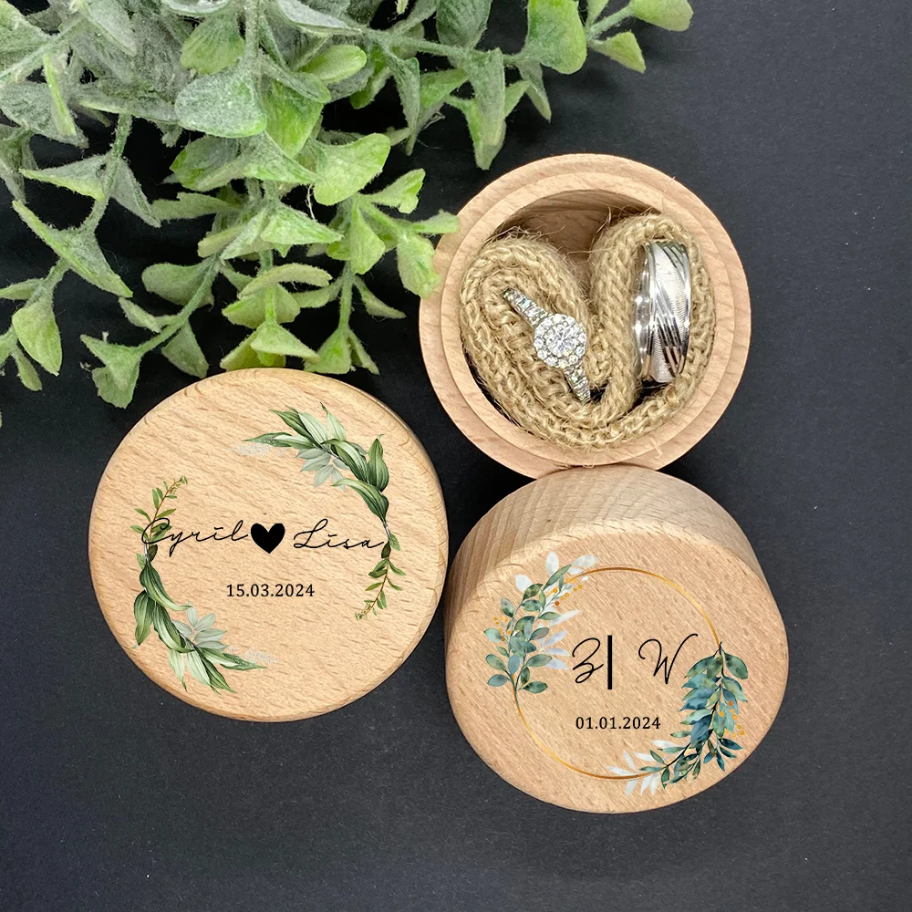 

Gift for Her Custom Ring Box Personalized Valentines Engagement Wooden Rings Bearer Case Wedding Wood Ring Boxes