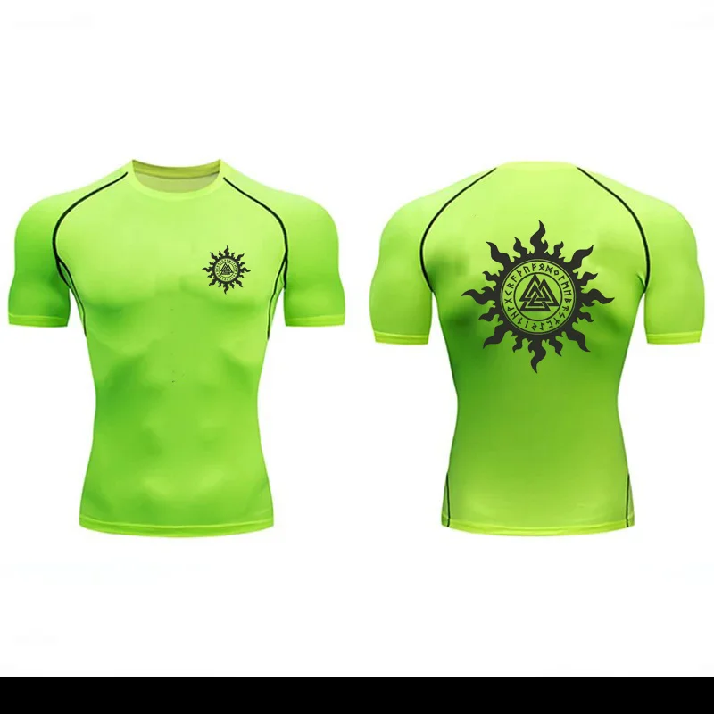 تي شيرت مضغوط مطبوع عليه رياح الشيطان ملابس رياضية للياقة البدنية للرجال تي شيرت للجري في صالة الألعاب الرياضية سريع الجفاف ، قميص رياضي للتمرين في صالة الألعاب الرياضية