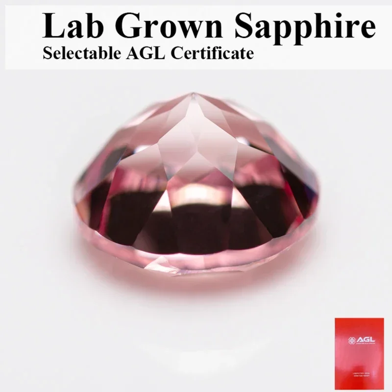 

Morgan Pink Lab выращенный сапфир круглой огранки искусственный драгоценный камень для DIY материалы для изготовления ювелирных изделий на выбор AGLCertificate