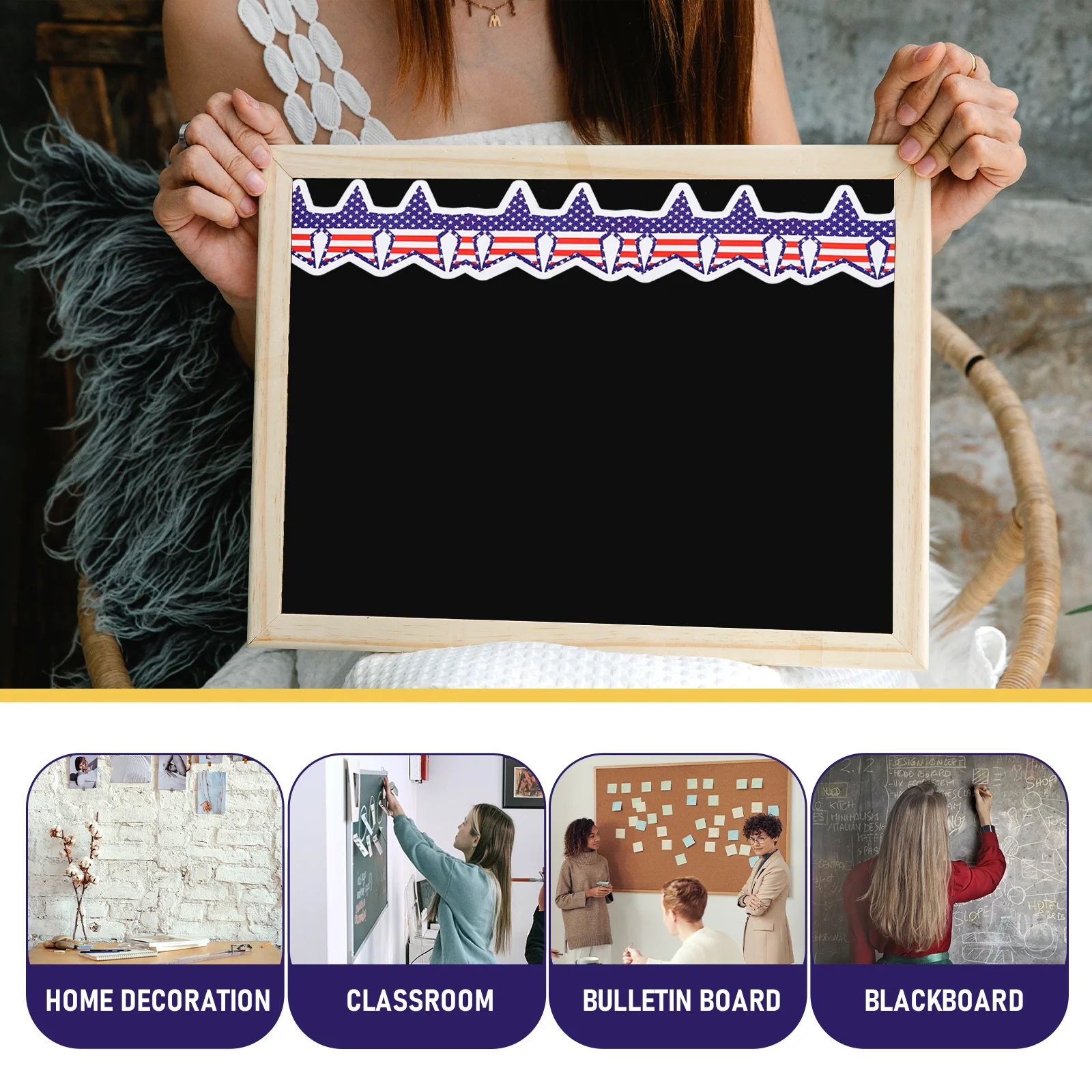 

Pentagram Sticker Bulletin Board Border Strip Trim for Cartoon Paper Coated Borders Checkered