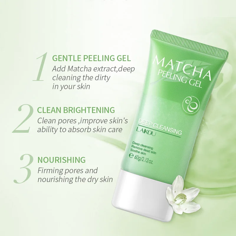 LAIKOU Matcha Facial Scrub Gel Deep Cleaning Wash Exfoliating Face Cream Cleanser Moisturizing Oil Control Skin Care Exfoliator