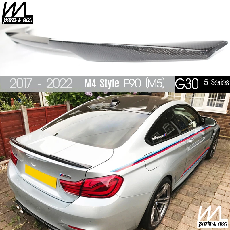 

2017-2022 M4 V Style Rear Trunk Spoiler for BMW 5-Series G30 F90 Sedan 520i 530i 535i Carbon Fiber Car Wing Boot Lip Spoiler