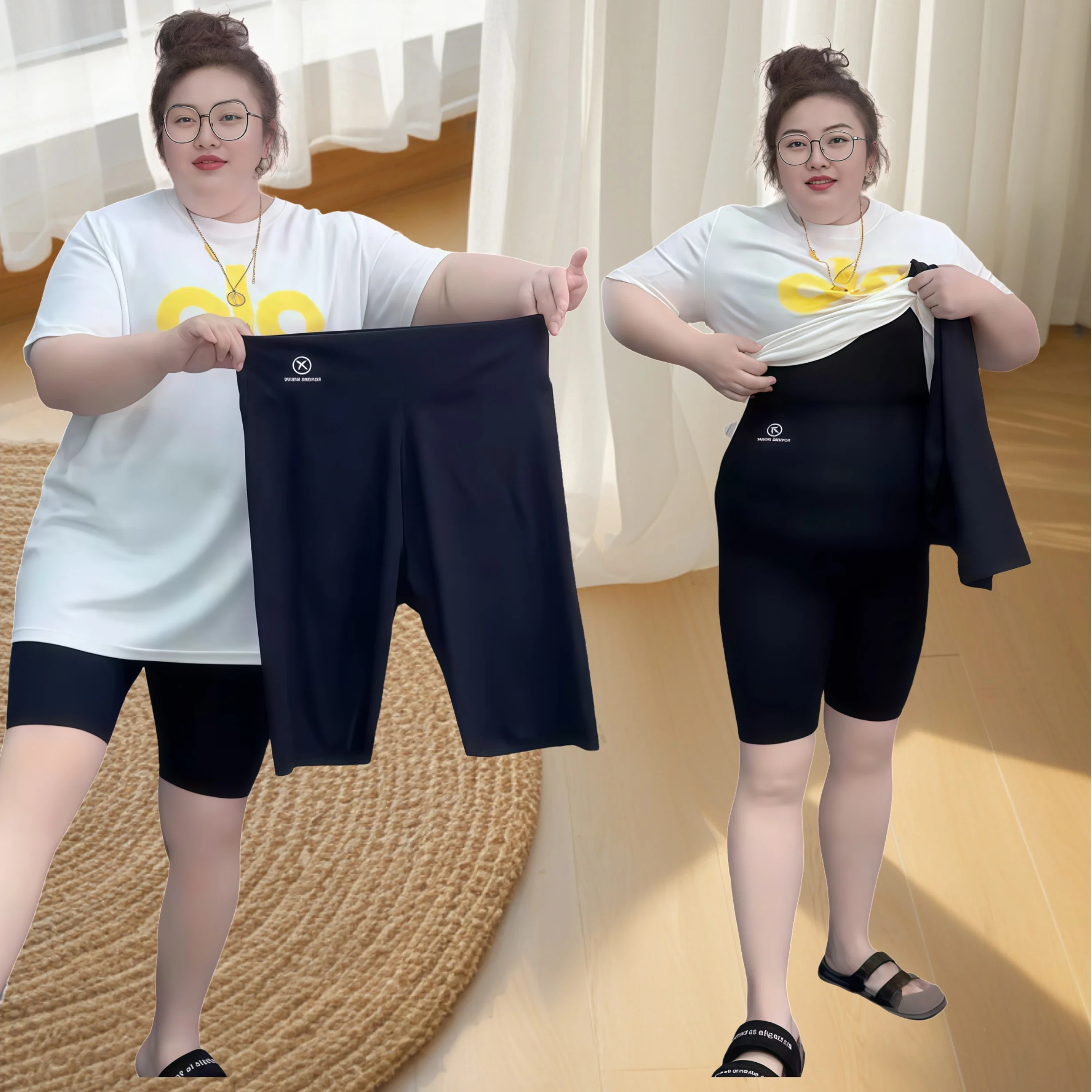 

Plus Size Eggings Women Summer Thin High-Waisted Slimming Butt-lifting Barbie Pants Tight Five-minute Cycling Base Shark Shorts