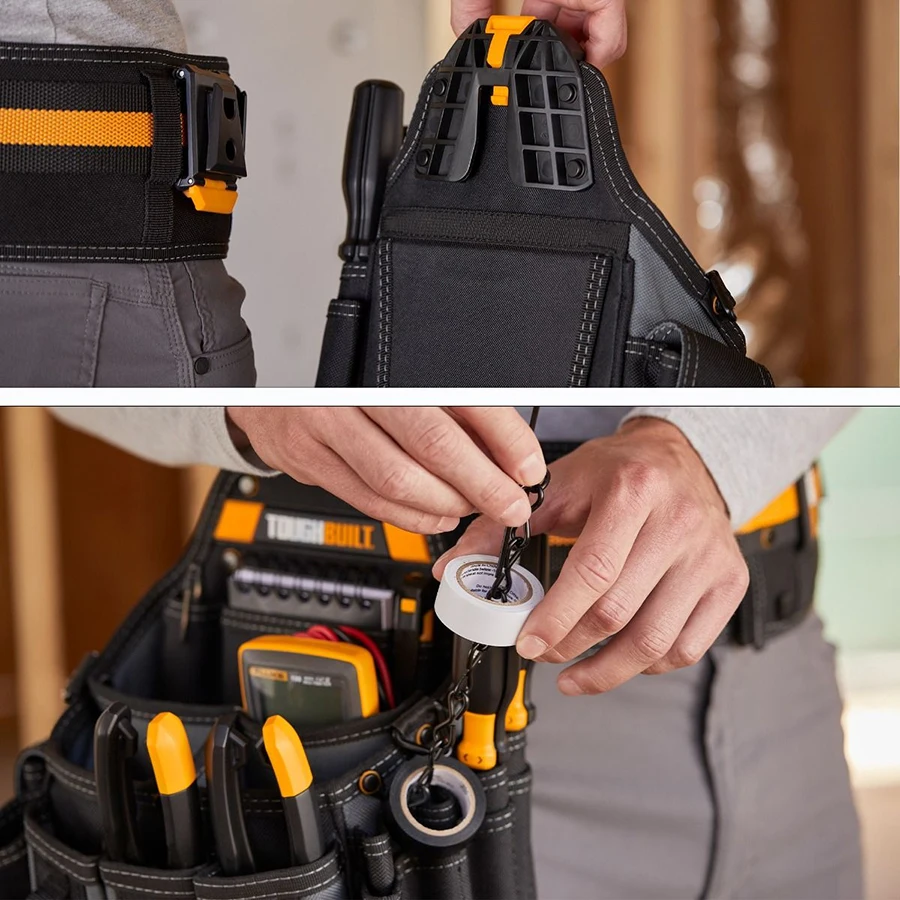 TOUGHBUILT TB-CT-104 Master Electrician’s Pouch + Shoulder Strap with 25 Pockets and Loops Non-slip Rugged Tool Bag Pouch