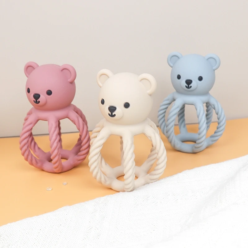 Food Grade1PC Silicone Rubber In The Shape Of A Soft And Cute Little Bear Can Relieve The Pain Of Teething Due To Its Warm Touch