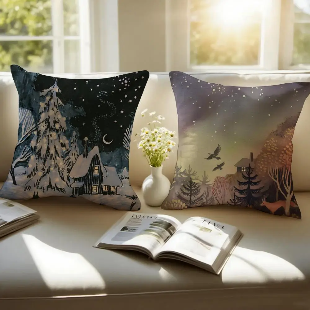 U--Ulla Thynell Pillow Illustration Art Cushion Cushion Cover Pillowcase Anti-dustmite Invisible Zipper Short Plush Sofa Cushion