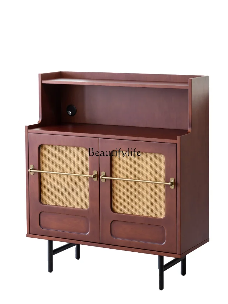 

LD33Storage Tea Cabinet Rattan Retro Living Room Hallway Locker