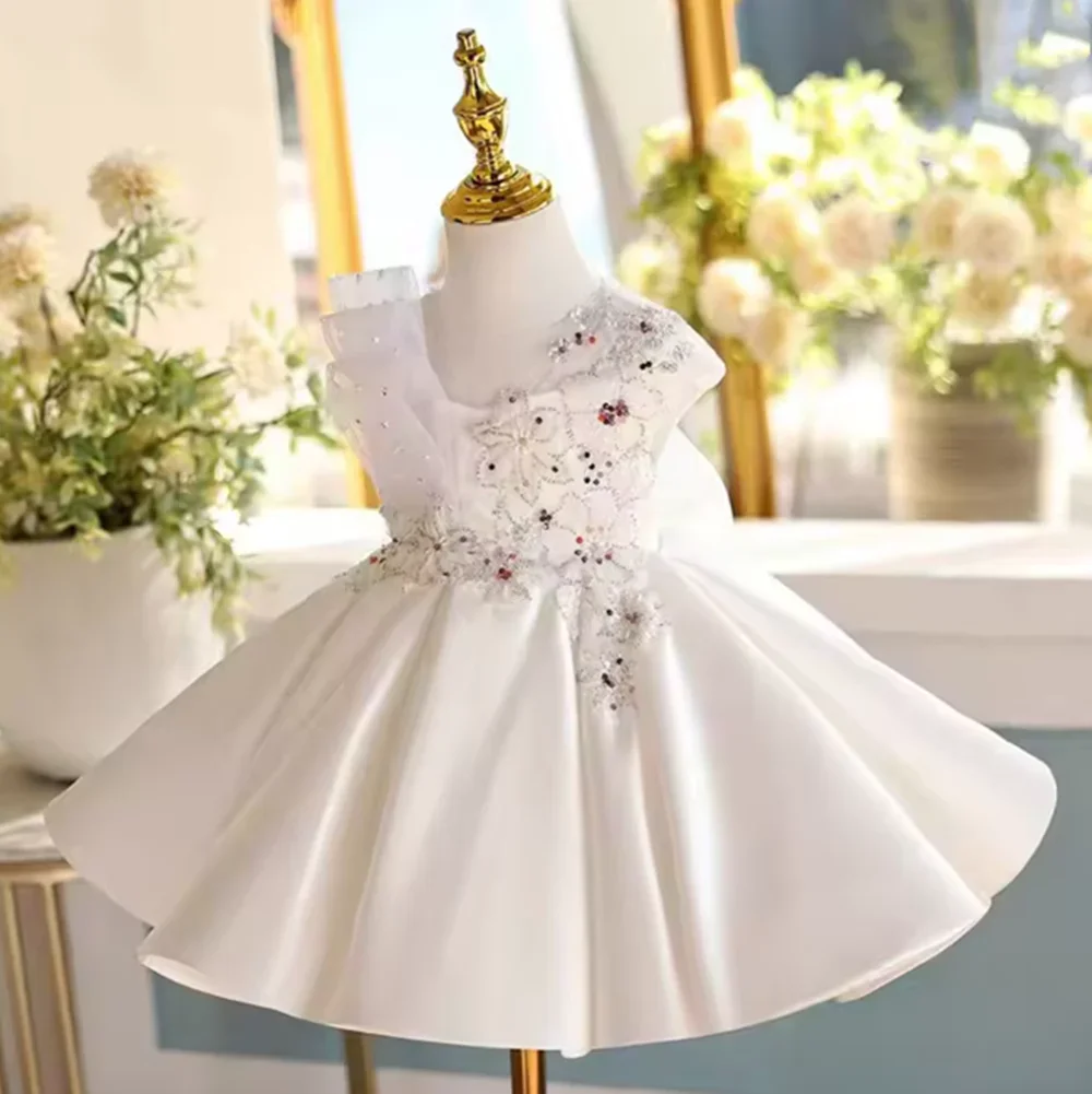 Custom Children Elegant Piano Performance Princess Ball Gown Girls Fashion Birthday Party Wedding Dress