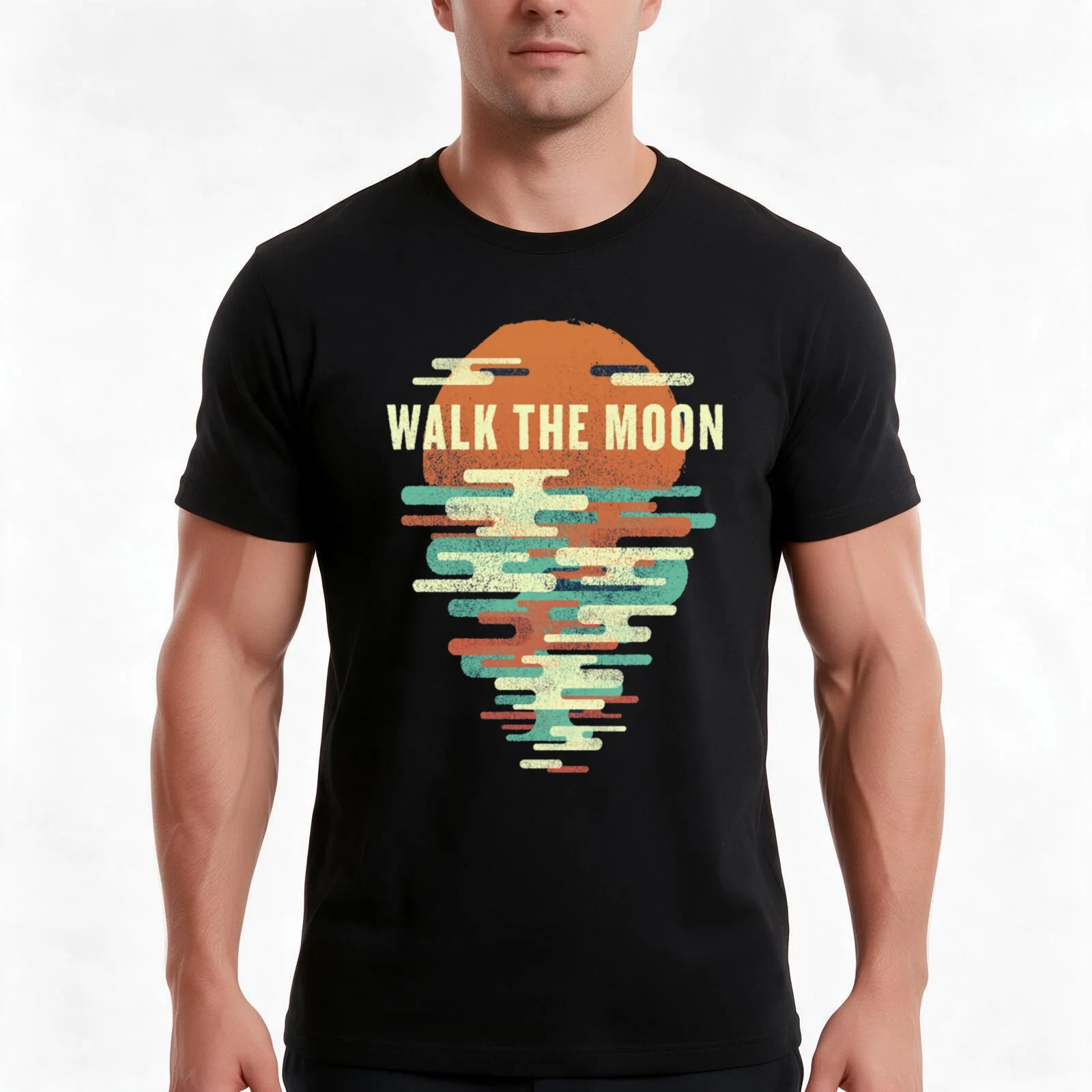 Neon WALK THE MOON Classic T-Shirt, Summer Casual Cotton Tee, Oversized Streetwear Tops, Vintage Graphic Print, Unisex Men Women