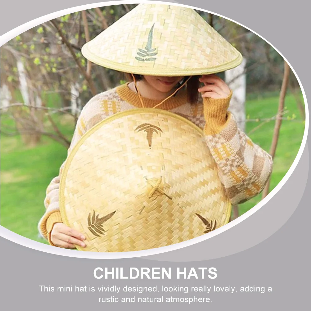 

2pcs Woven Straw Hats 36cm Kids Hat Decor Mini Craft Bamboo Woven Straw Hats Photo Props Safe Lightweight