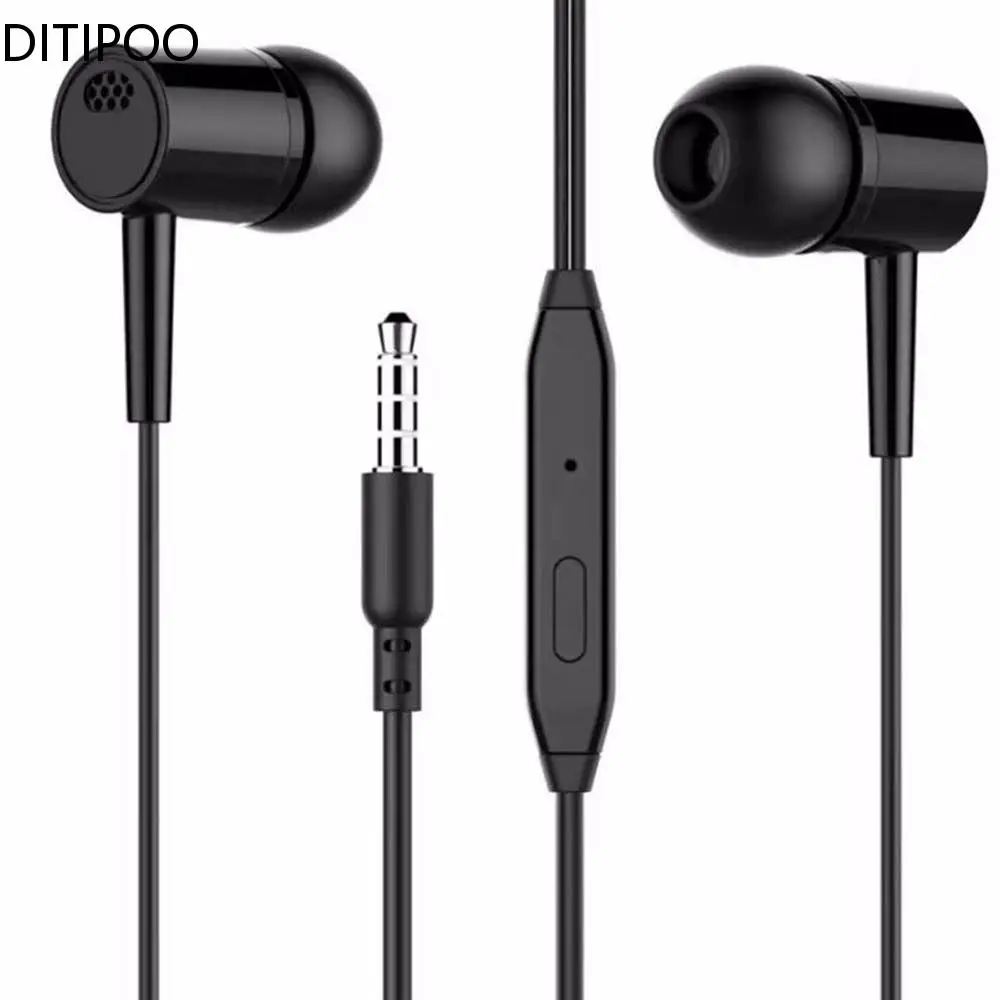 3.5MM In-ear Wired Earphone With Mic Earbuds Headset For Cell Phone Computer Headphone 2 Color Optional