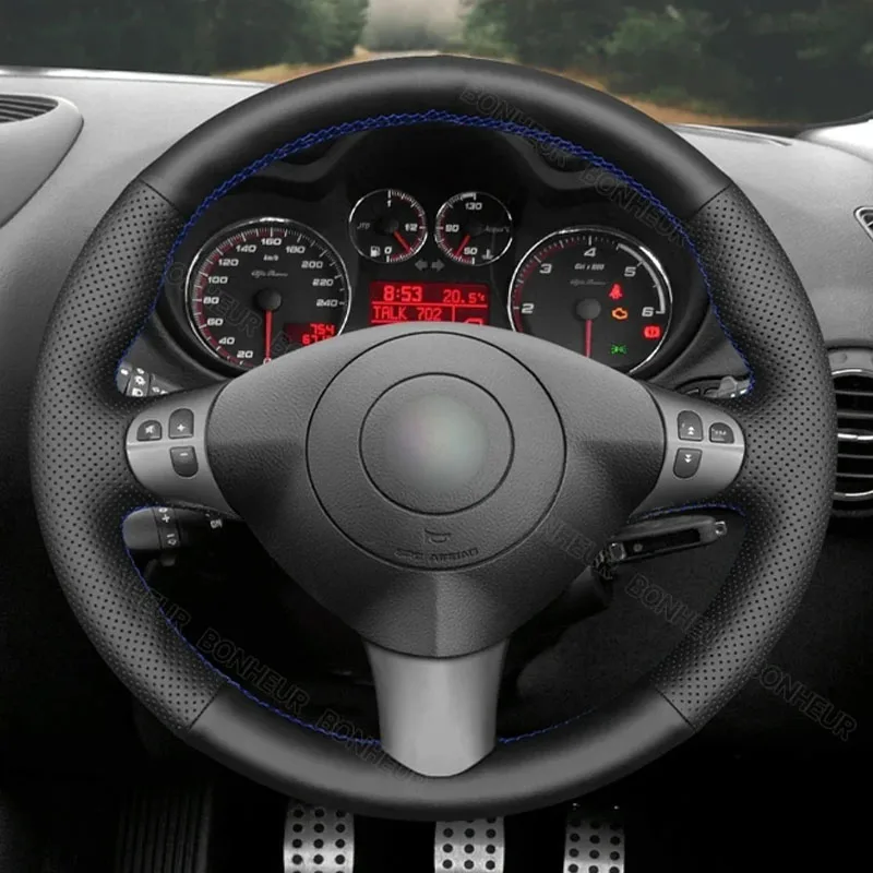 

Hand-stitched black Genuine Leather car steering wheel cover 100% Fit For Alfa Romeo 147 2000-2010 GT 2004-2010 Auto Parts