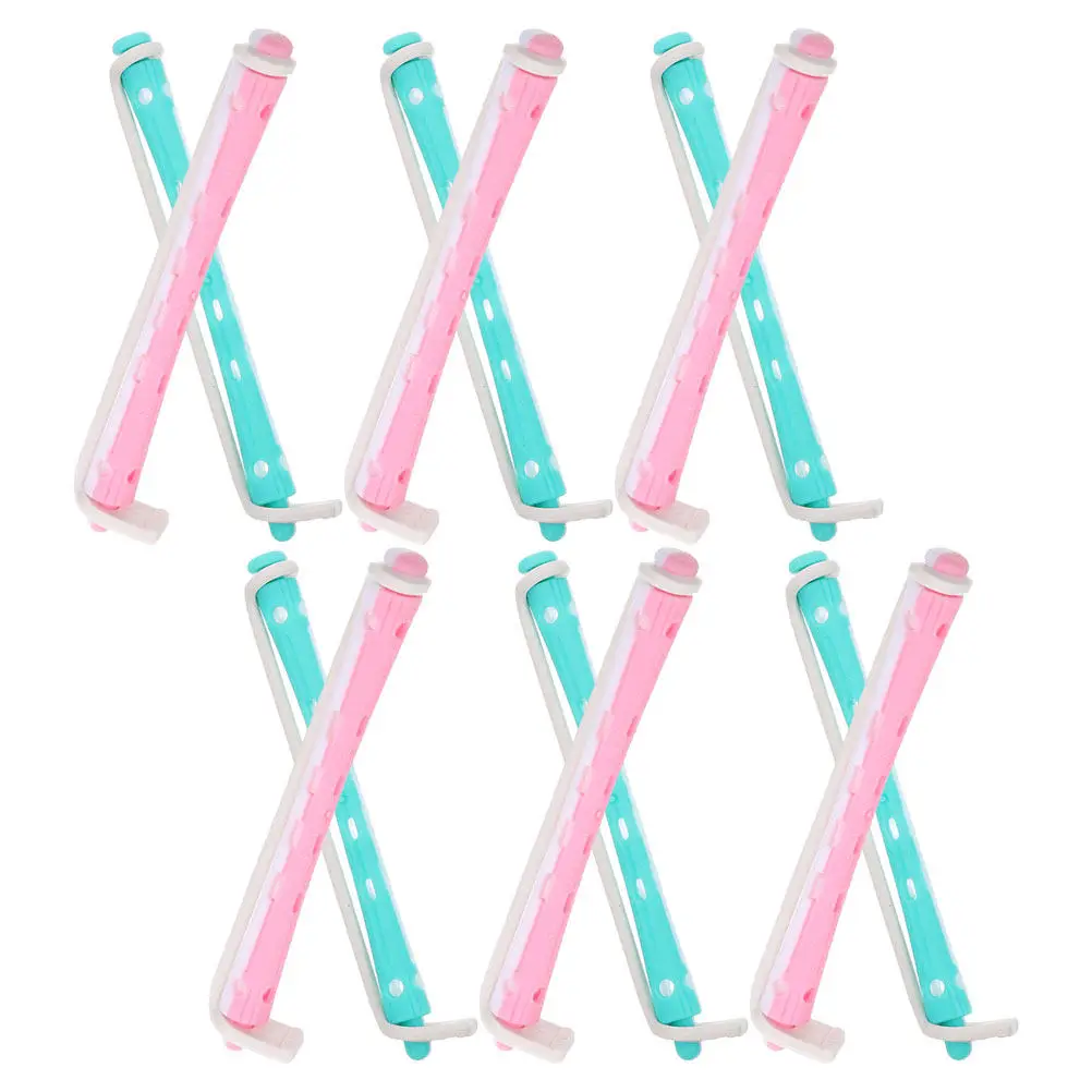 24Pcs Dual-Color Perming Rods Soft PP Material Curlers for Short Long Hair Damage-Free Curling Smooth Styling Perm Rod Set Women