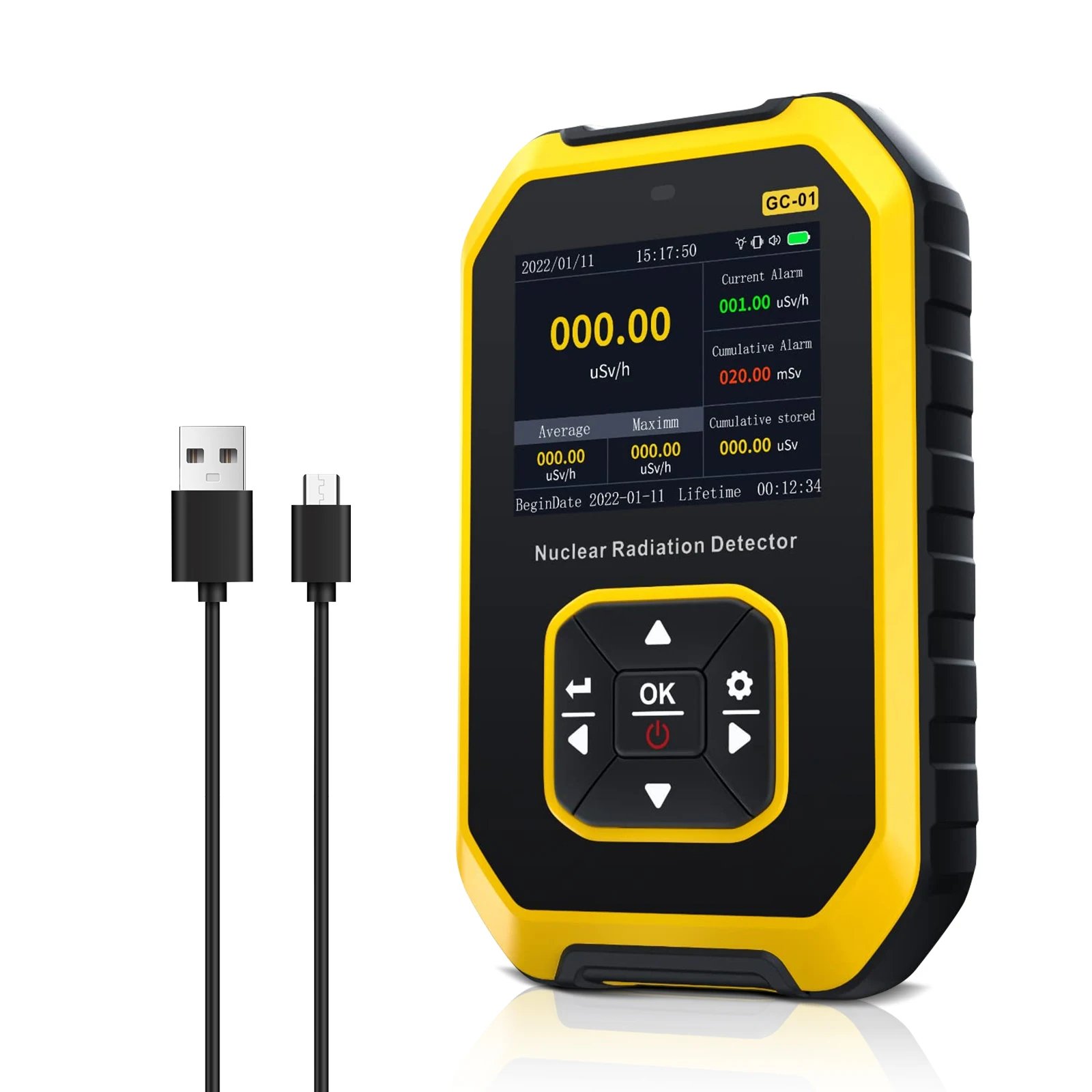 

FNIRSI Portable Geiger Counter Radiation Detector LCD Display Handheld Dosimeter for Beta Gamma X-ray Nuclear Radiation