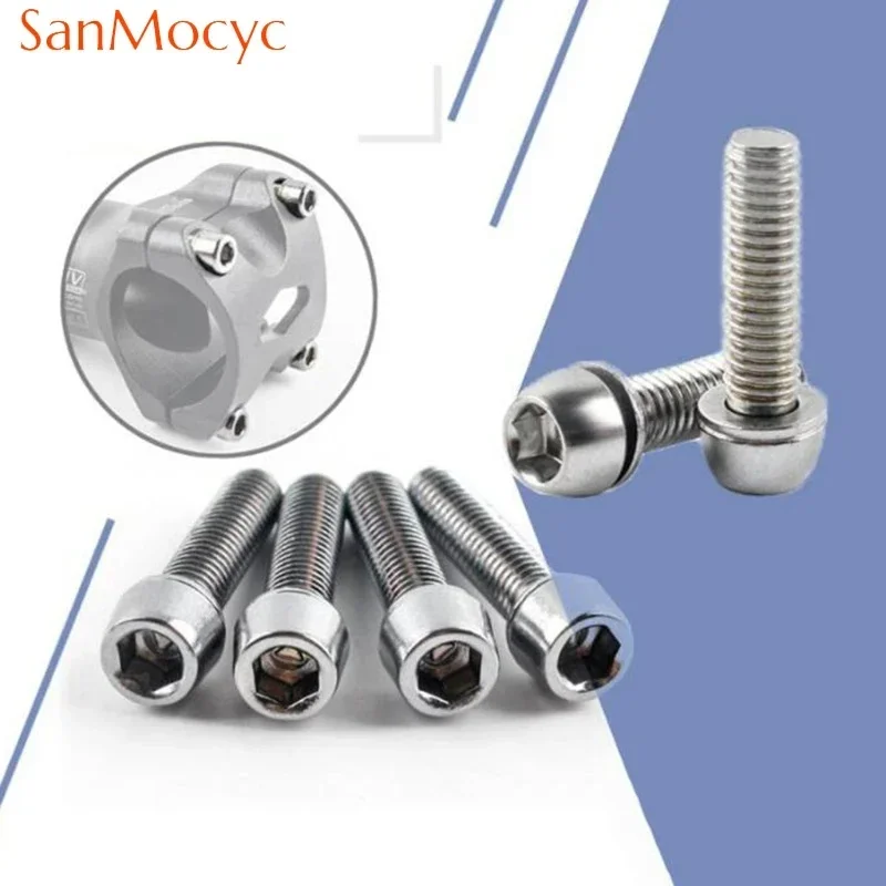 Stainless Steel M5/M6 MTB Bike Handlebar Stem Screws Hexagon Bolt Screws for Bicycle Handlebar Enhancement Bicycle Accessories