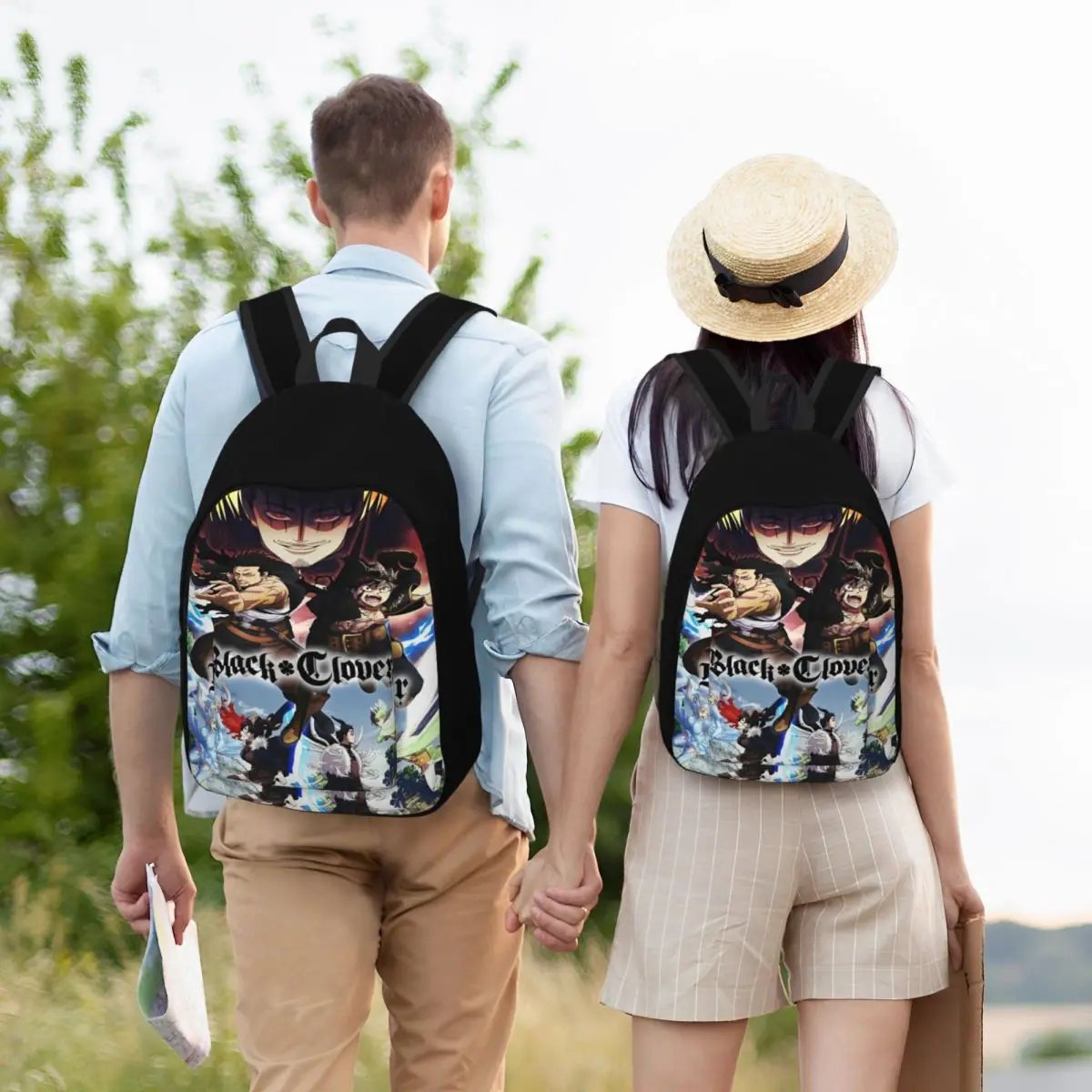 Mochila de Anime Black-Clovers para hombre y mujer, bolso de lona para el trabajo, estudiantes, aventura, fantasía, ordenador portátil, deportes