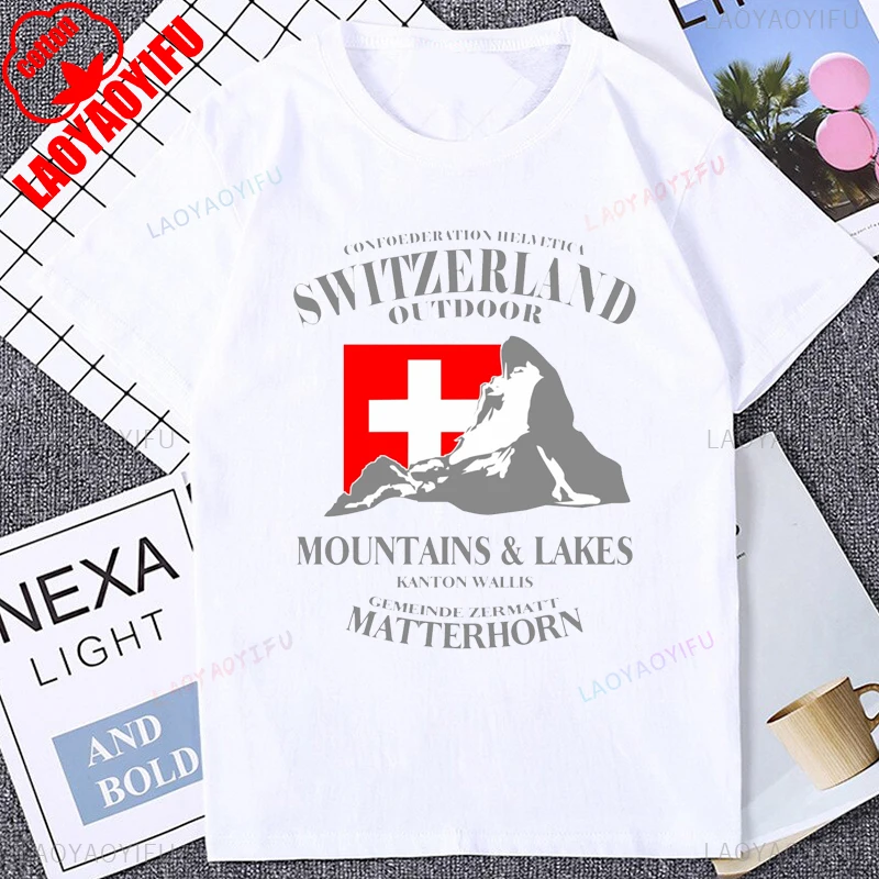Schweiz Schweiz Matterhorn Grafik T-shirt Sommer Kurzarm Mode Lässig Baumwolle Mann T-shirt Hip Hop Streetwear Frauen T