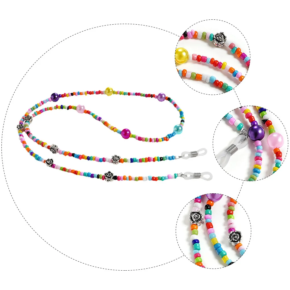 

1pc Colorful Rose Eyeglass Chain Premium Glasses Lanyard For Reading Sunglasses Anti-Slip Eyewear Holder Decorative Strap
