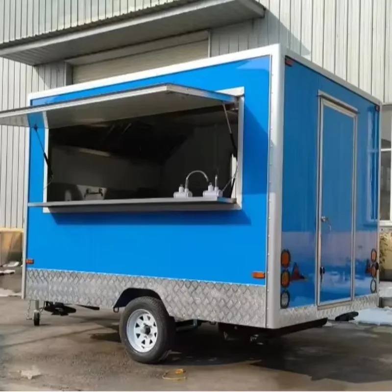 USA Full Kitchen Mobile Food Trailer for Snack Food Doughnut Hot Dog Pizza Ice Cream Truck with 110V for Restaurants Traders