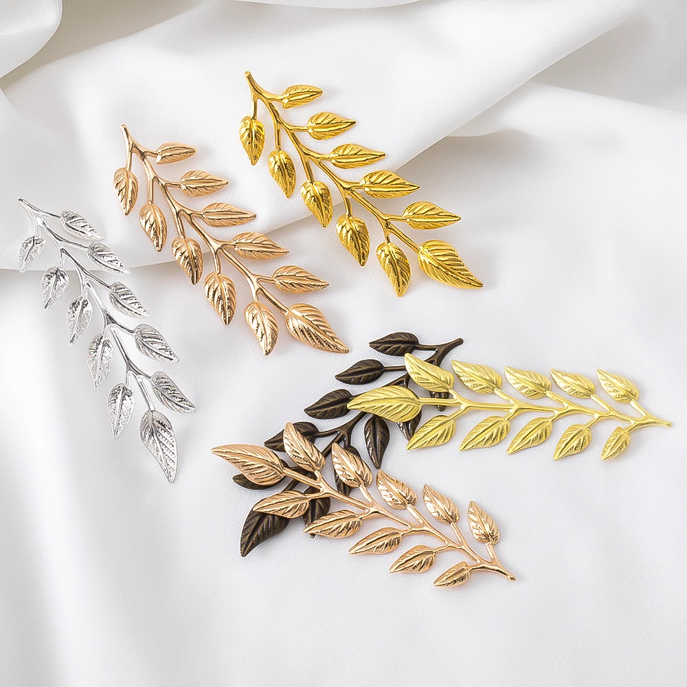 20 개/몫 20x64mm 금속 잎 참 펜던트 DIY 쥬얼리 만들기위한 골드 컬러 목걸이 액세서리 수제 공예 도매