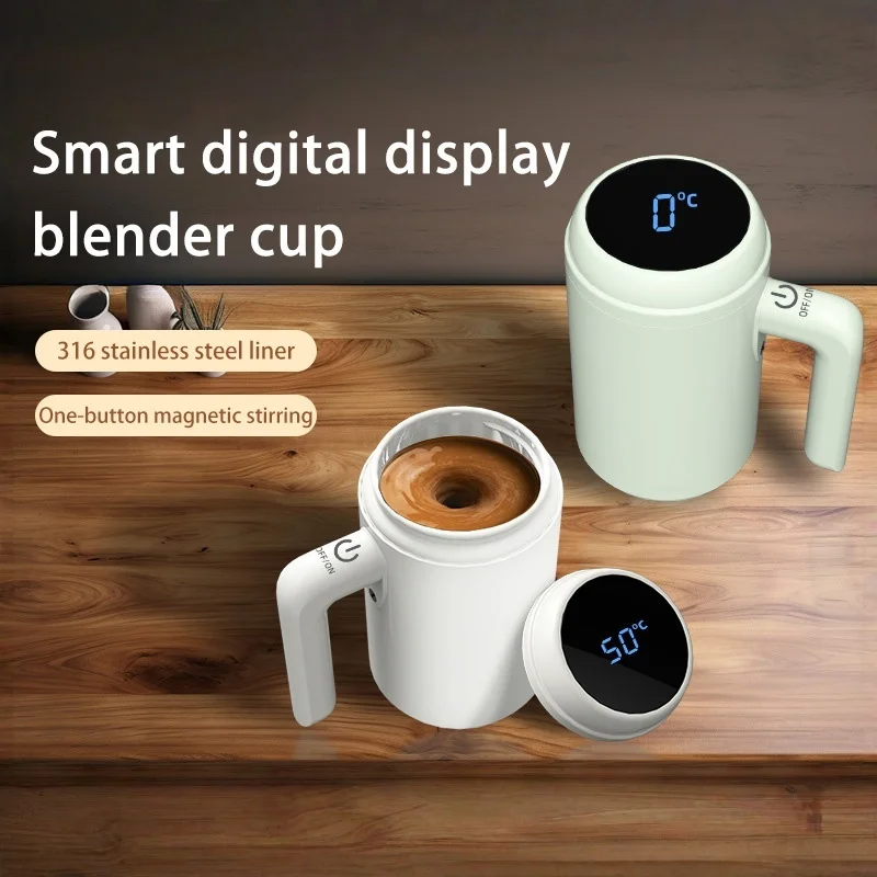 Fully Automatic Mixing Cup Multifunctional Electric Coffee Cup Dust-proof Lid Digital Display Lazy Office Rotating Magnetic Cup