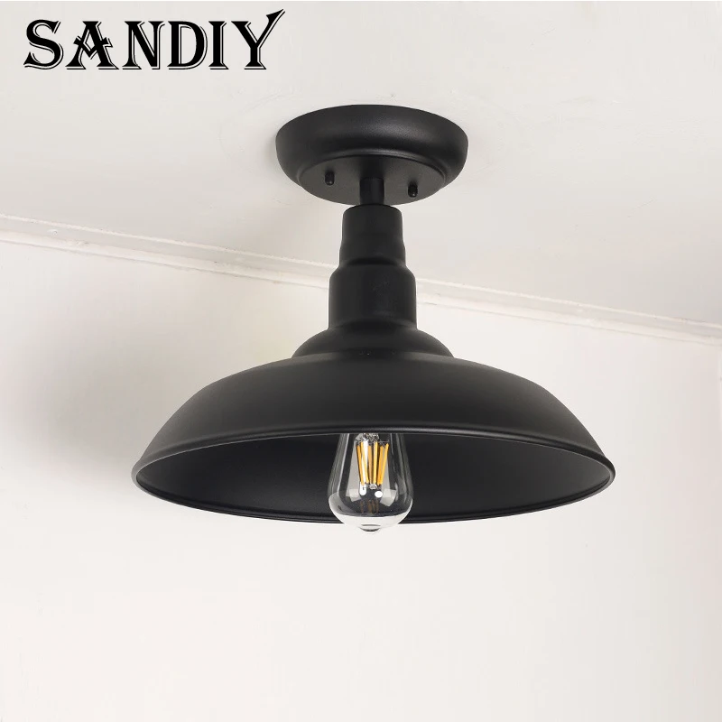

SANDIY Vintage Industrial Flush Mount Ceiling Light Painting Metal Pendant Light Ceiling Lamp Fixture for Hallway Stairway