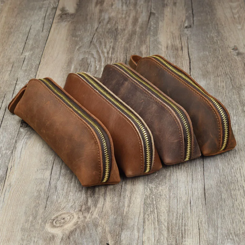 Porte-clés en cuir véritable avec fermeture éclair, cuir de vachette, sac vintage rétro, étui prédire, pochette à clés